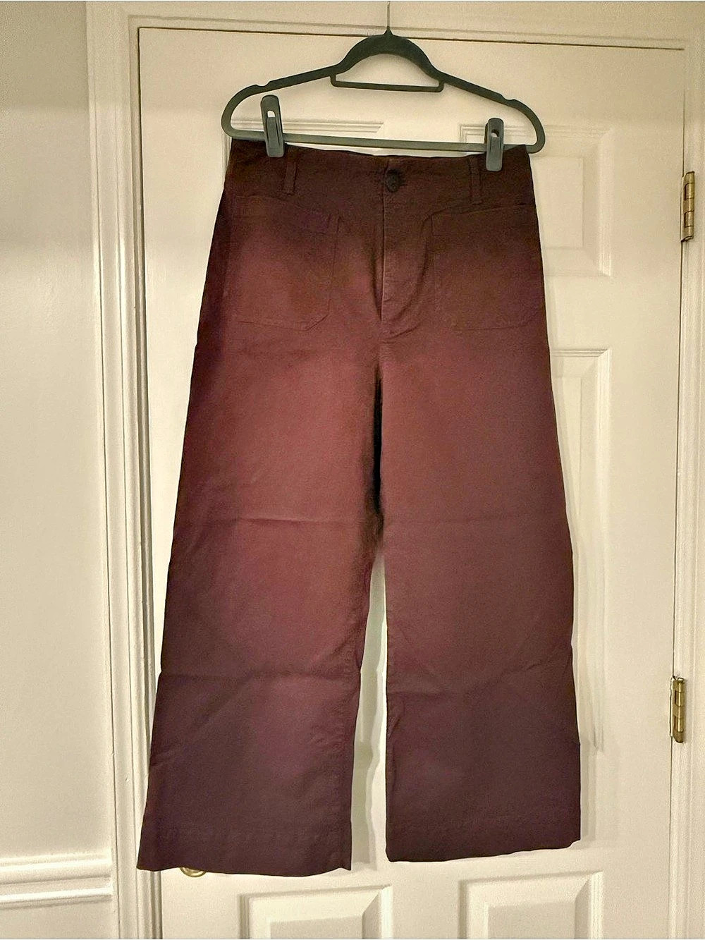 Maeve The Colette Twill Crop Wide Leg Pants in Brown Waist 31 Like New